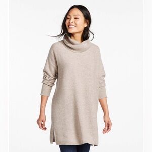 L.L. Bean Beige Respun Cashmere Turtleneck Sweater L/XL
